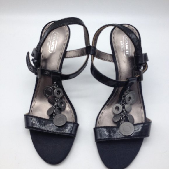 Coach Ladies Heeled Straps with Coach Coins Sz 8B - Picture 3 of 8